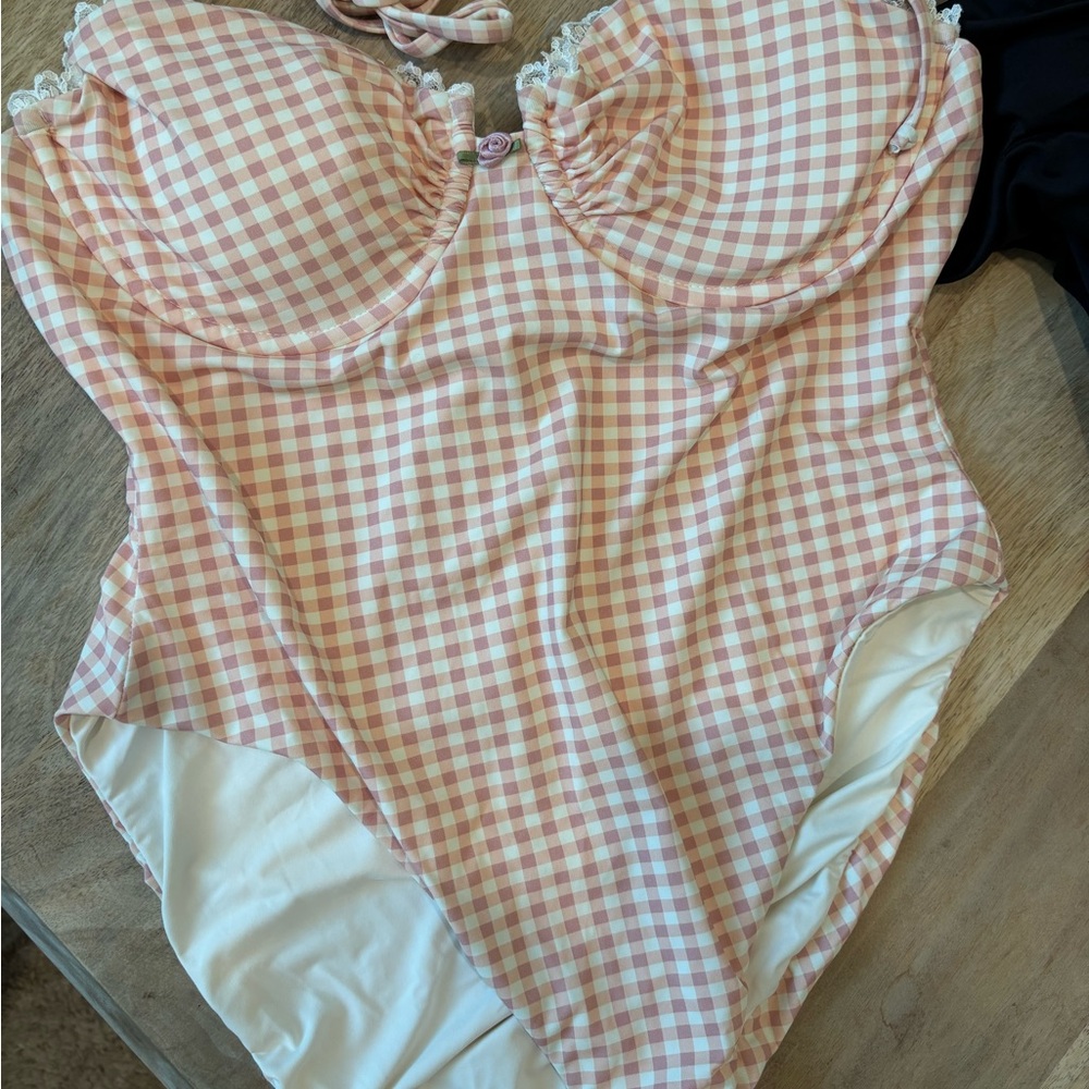 Dippin' Daisy's Pink Gingham One Piece Swimsuit